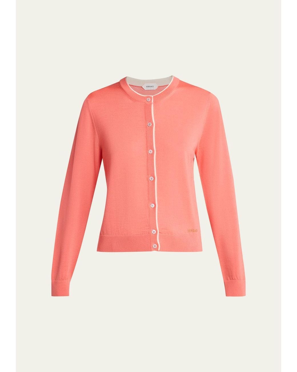 Versace Red Fine Wool Cardigan