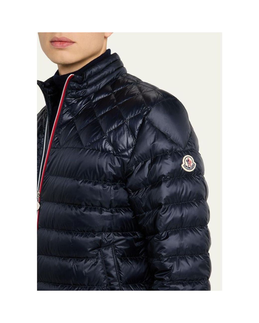 Moncler Blue Quilted Nylon Jacket for men