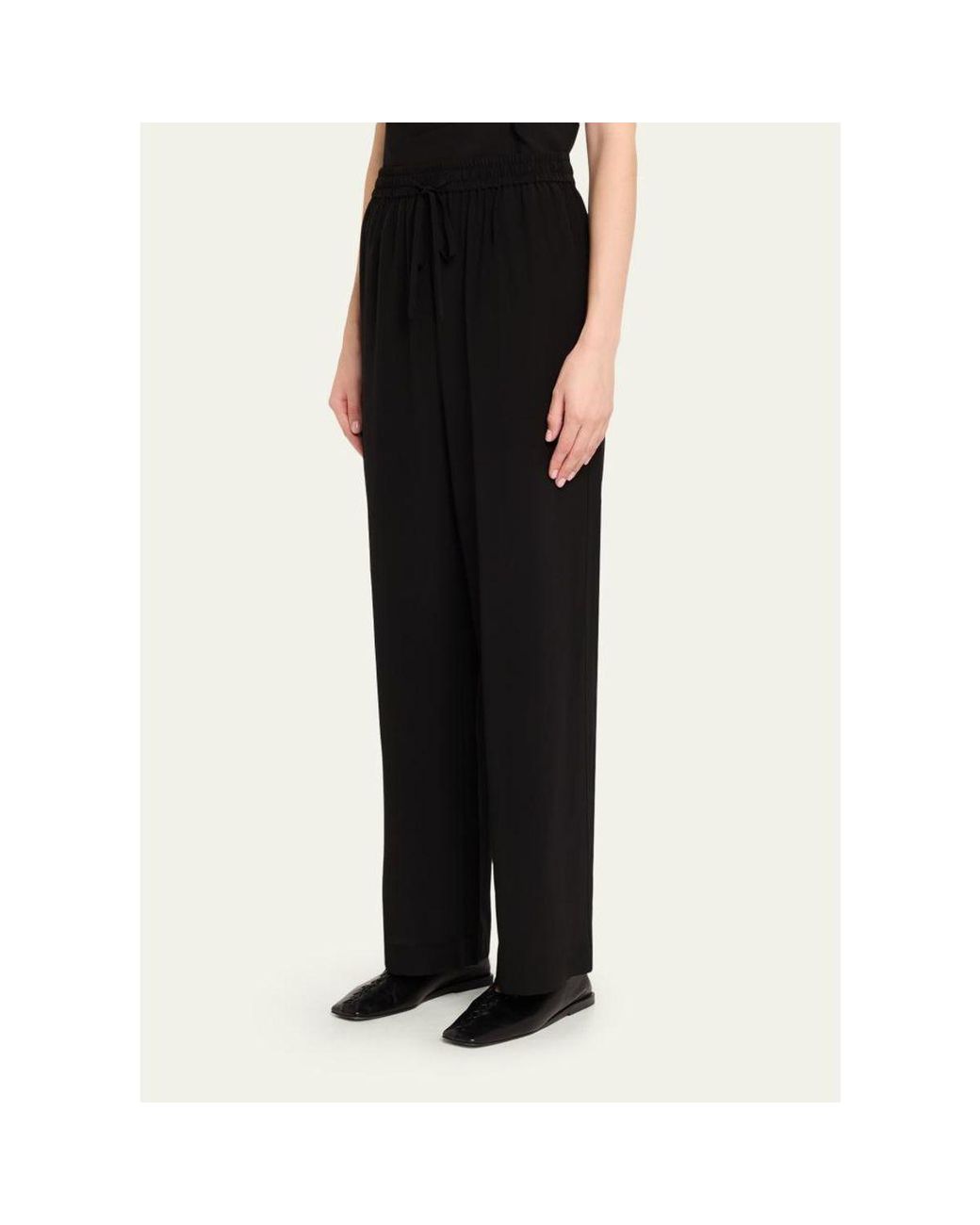Matteau Black Silk Drawstring Trousers