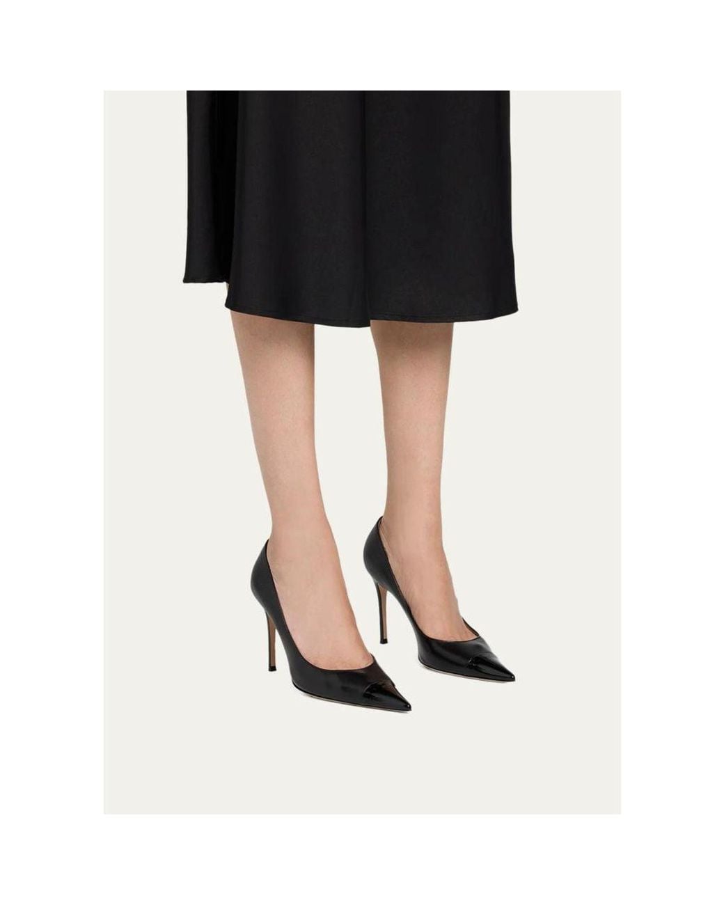 Gianvito Rossi 95Mm Leather Cap-Toe Pumps in White | Lyst