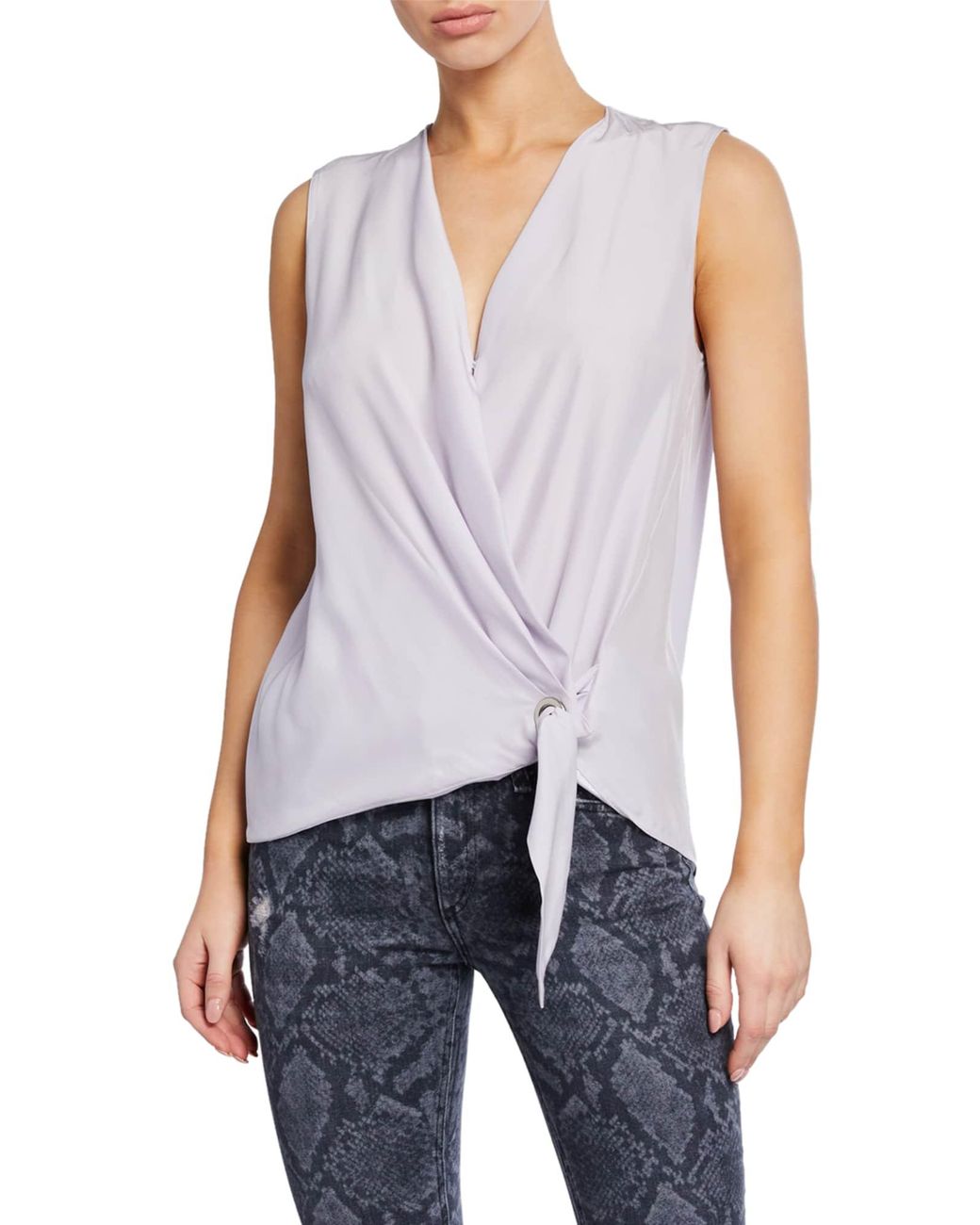 Rag & Bone Silk Felix Sleeveless Tiefront Top in Lilac (Purple) Lyst