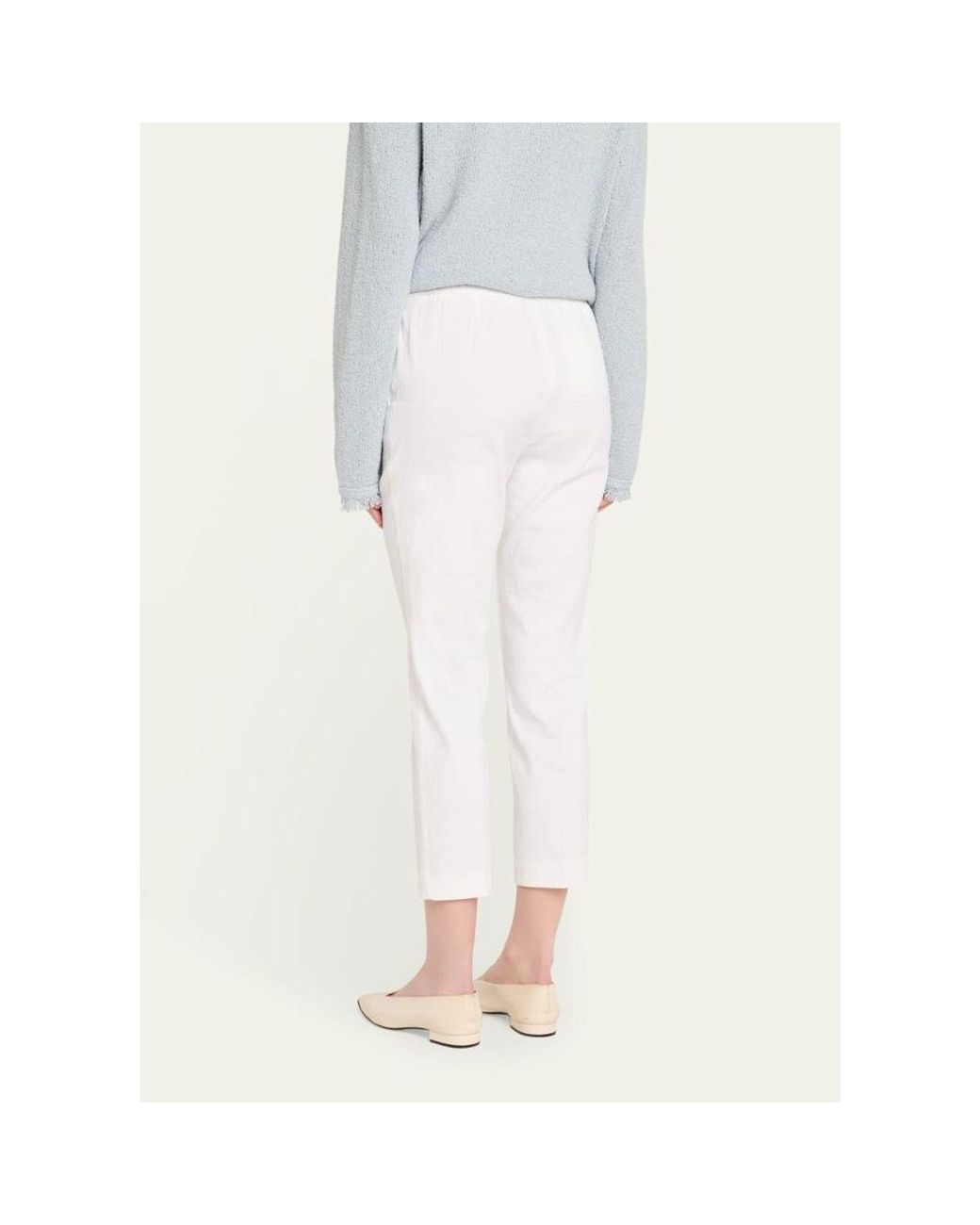Theory White Treeca Cropped Slim Pull-On Pants