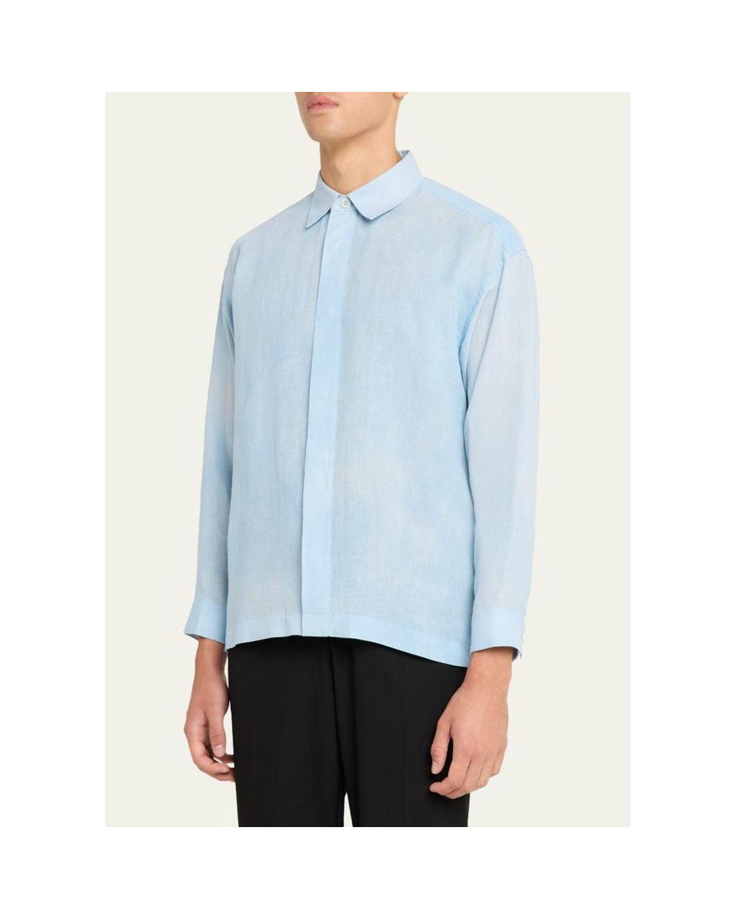 IM MEN Blue Floating Linen Button-Down Shirt for men