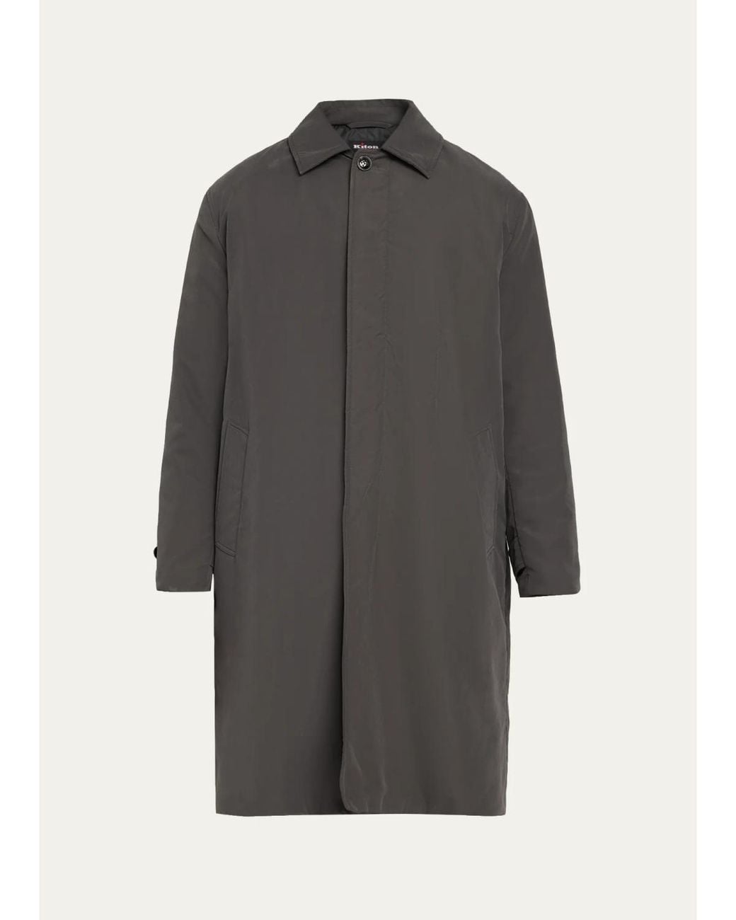 Kiton Gray Concealed-Placket Raincoat for men