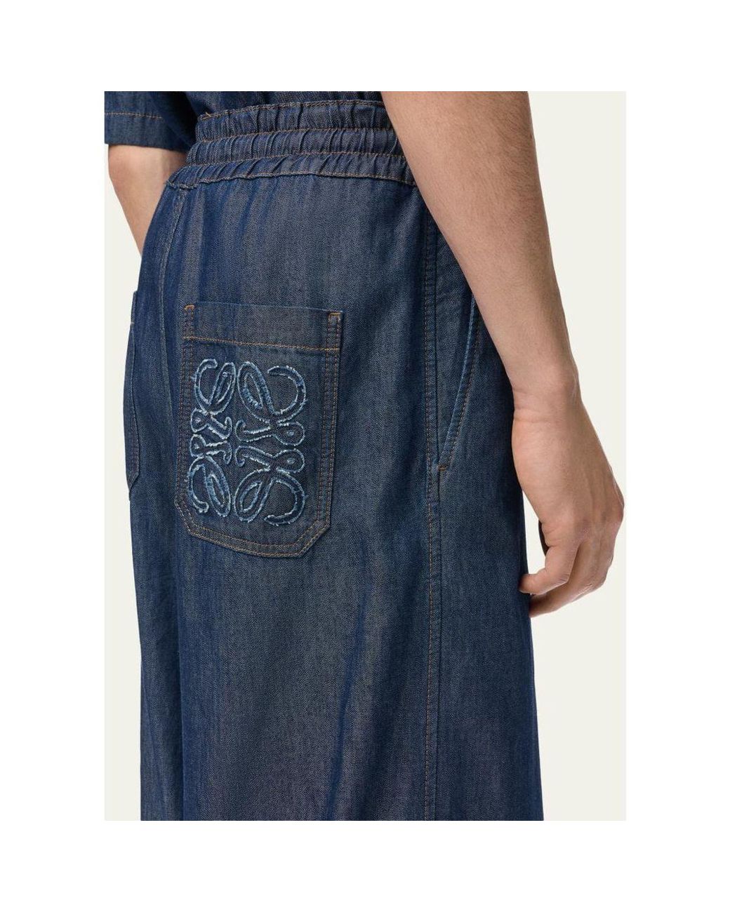 Loewe Blue Denim Drawstring Trousers for men