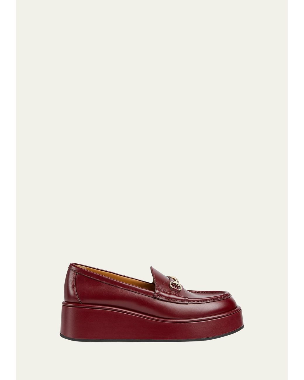Lula enamel platform loafers 赤いプラットフォーム