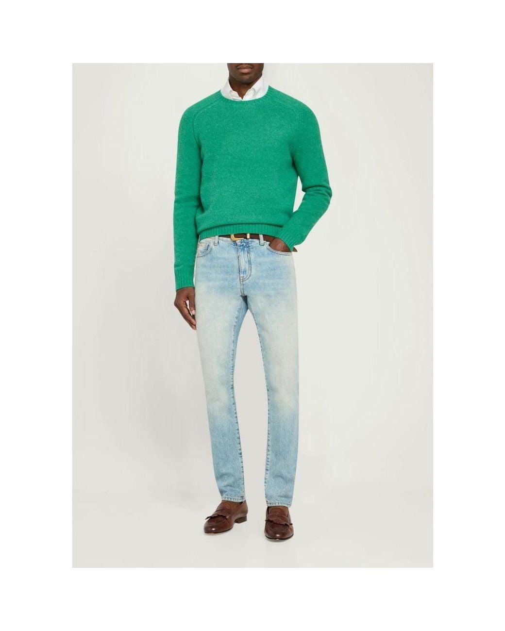 Polo Ralph Lauren Green Suede-Patch Wool-Cashmere Sweater for men