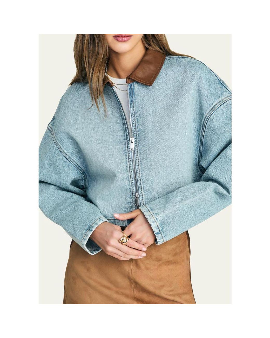 SER.O.YA Blue Coop Cropped Denim Jacket