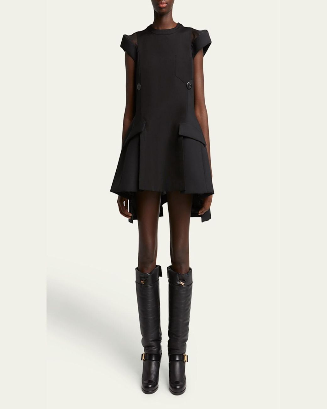 Sacai Blazer Short-Sleeve Mini Dress in Black | Lyst