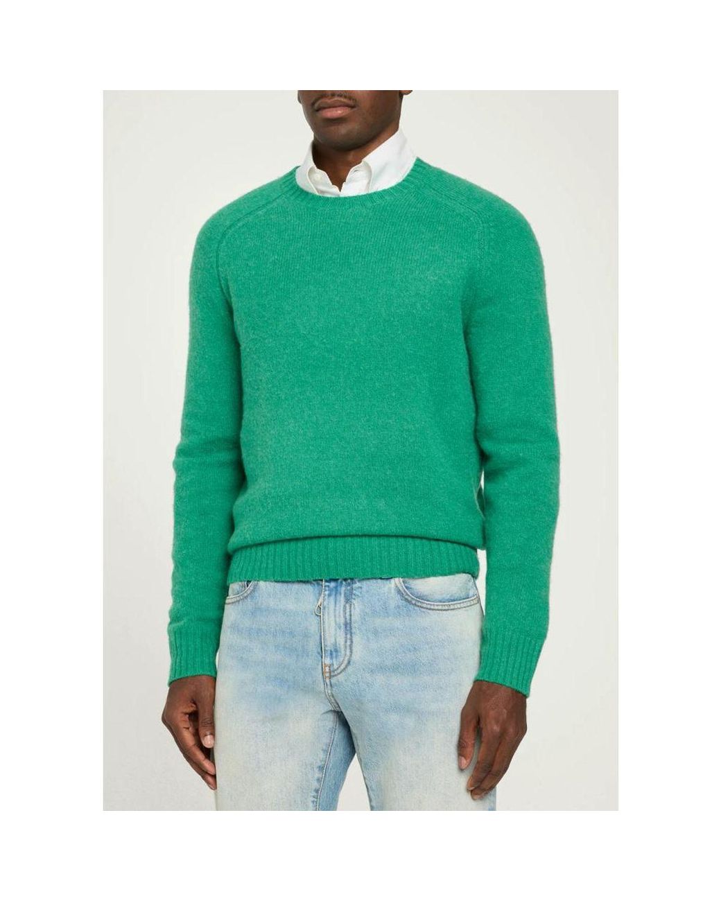 Polo Ralph Lauren Green Suede-Patch Wool-Cashmere Sweater for men