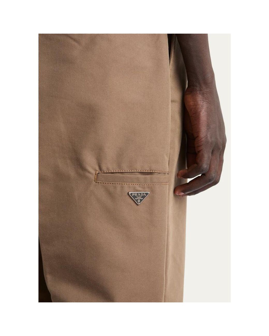 Prada Natural Technical Canvas Cotton Pants for men