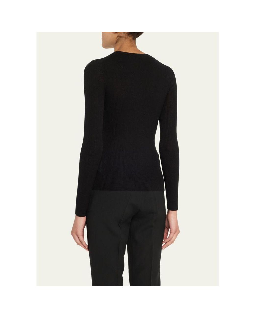 Michael Kors Black Hutton Ribbed Cashmere Pullover