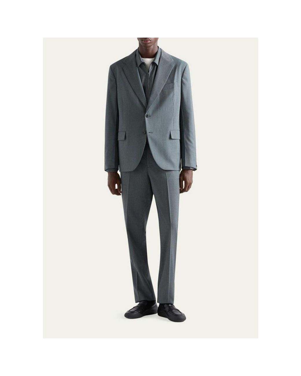 Prada Blue Mouliné Wool Pants for men