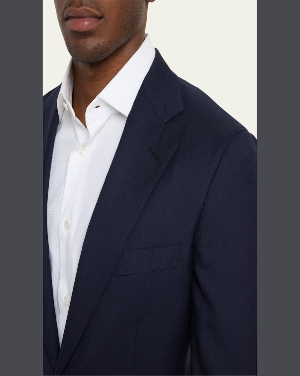 Brioni Blue Solid Wool-Silk Blazer for men