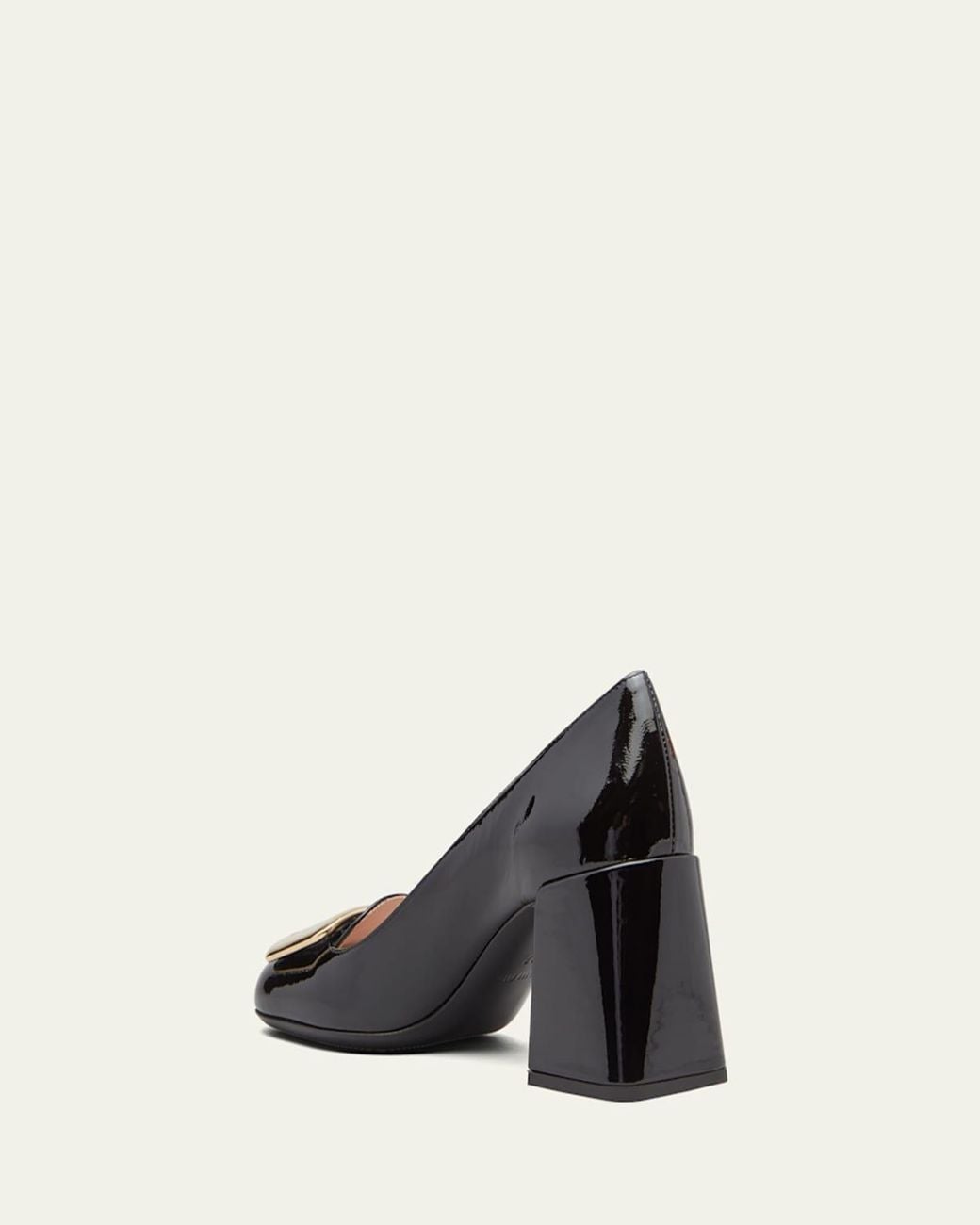 Miu Miu Natural Patent Buckle Block-Heel Pumps