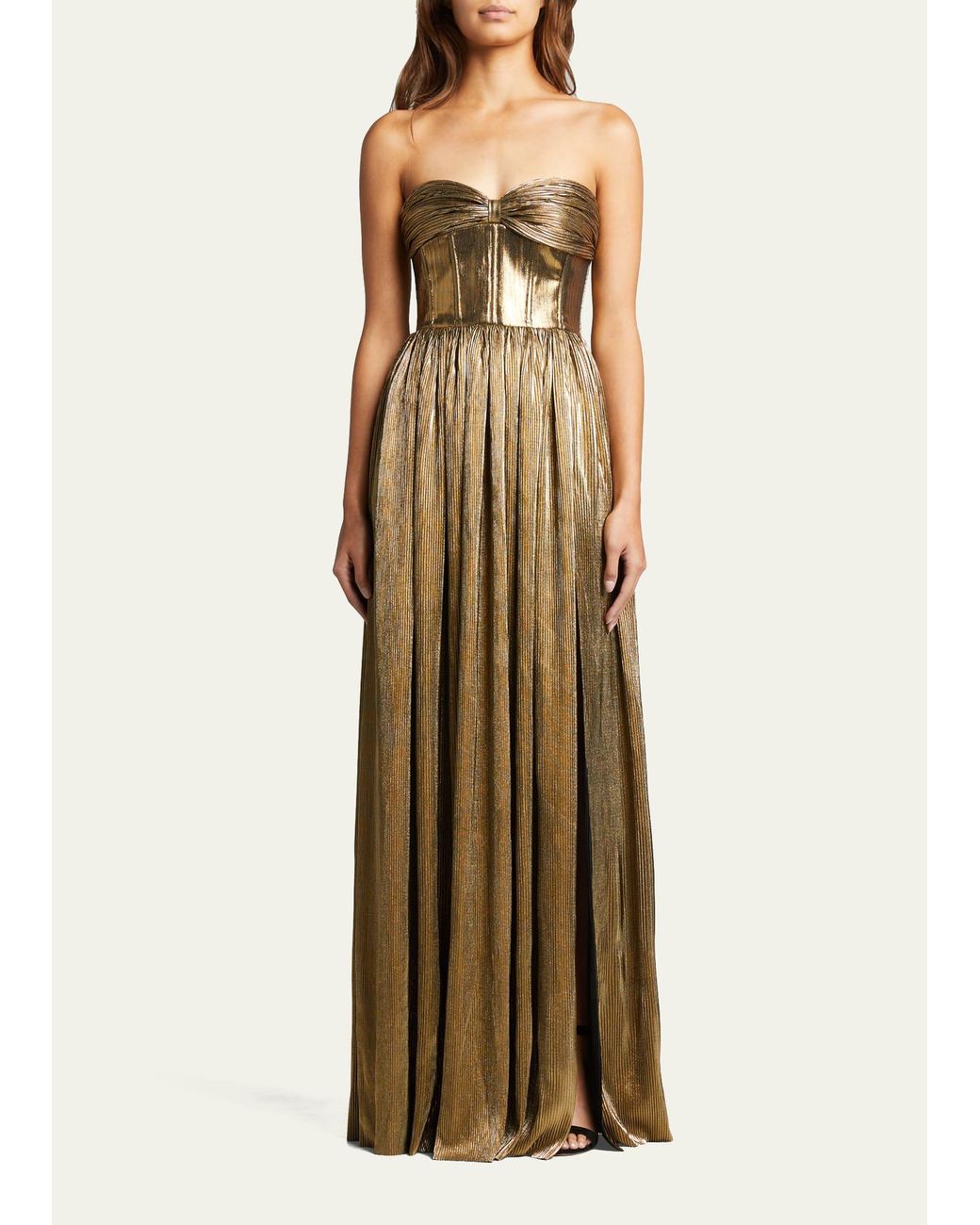 bronx and banco florence strapless metallic gown