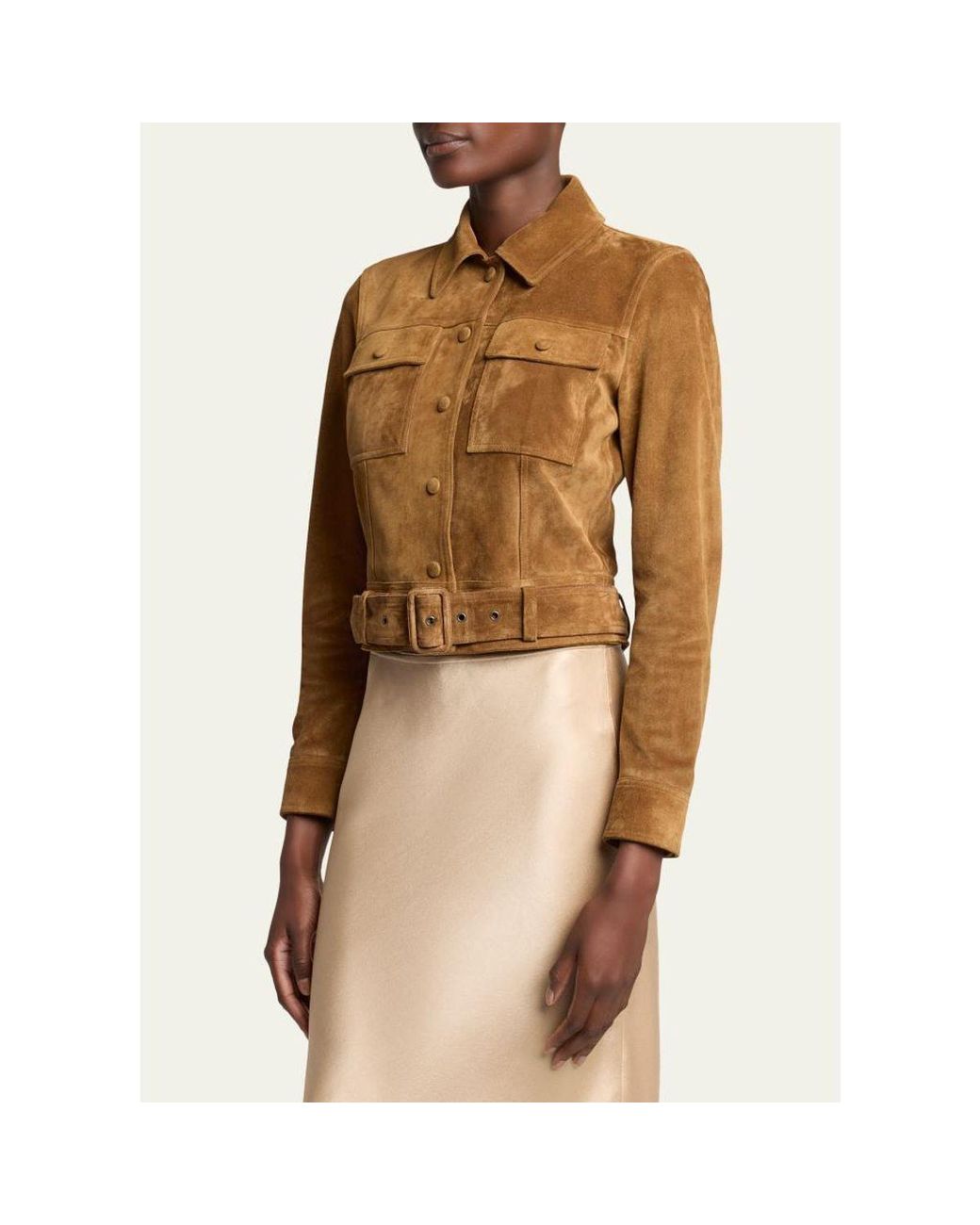 Saint Laurent Natural Belted Suede Jacket