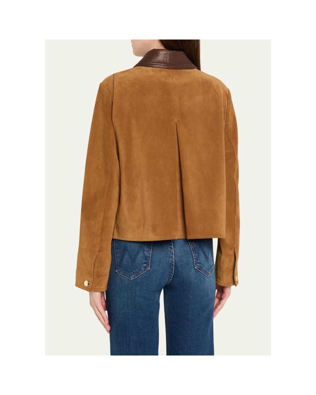 Veronica Beard Brown Walters Cropped Suede Jacket