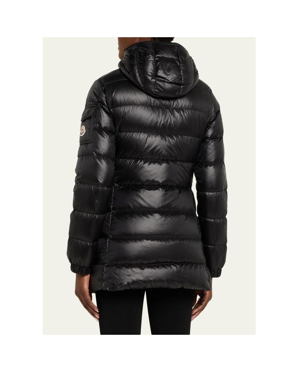 Moncler Black Glements Hooded Mid-Length Down Jacket