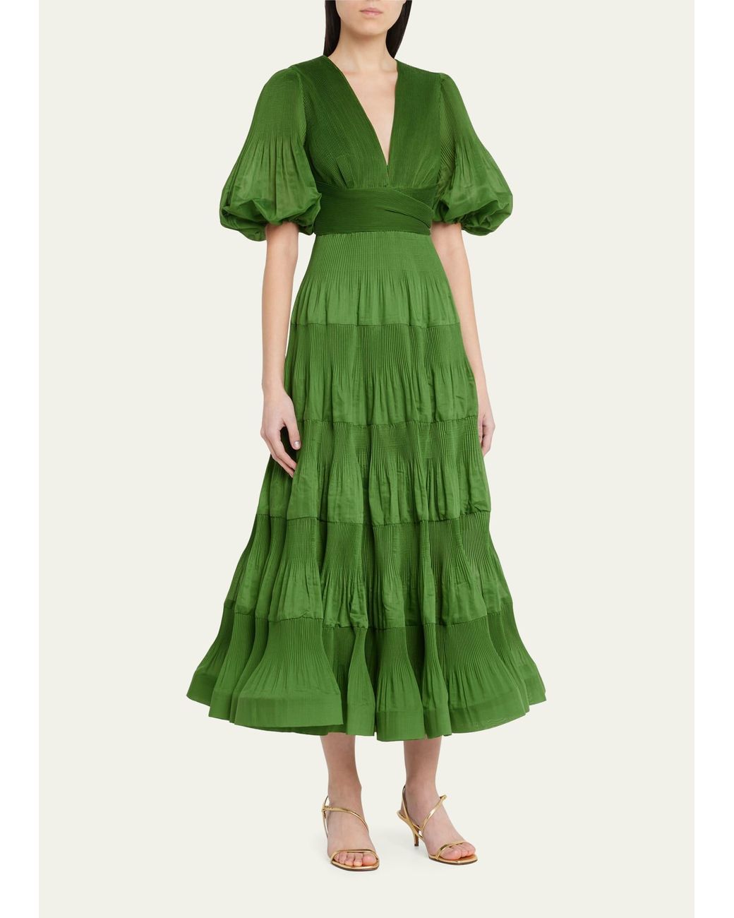Johanna Pleated Twill Midi Dress