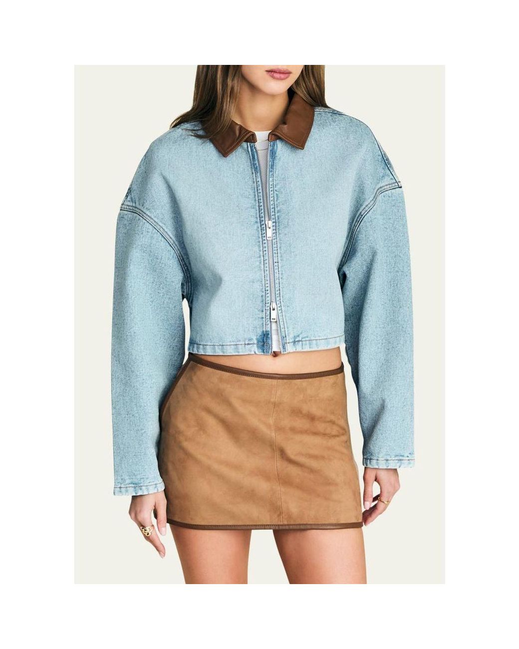 SER.O.YA Blue Coop Cropped Denim Jacket