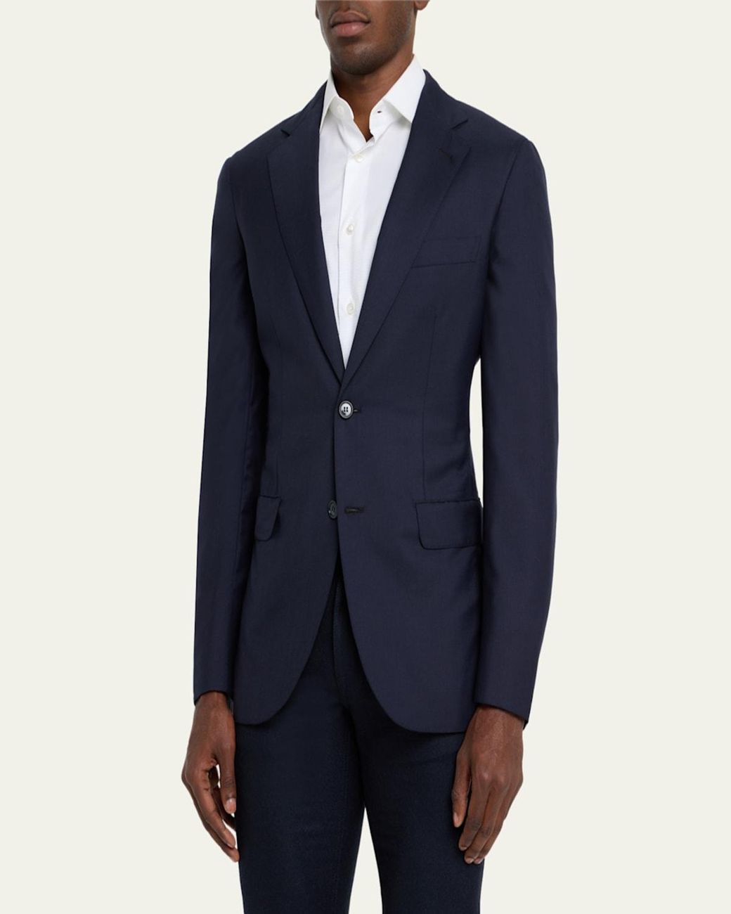 Brioni Blue Solid Wool-Silk Blazer for men
