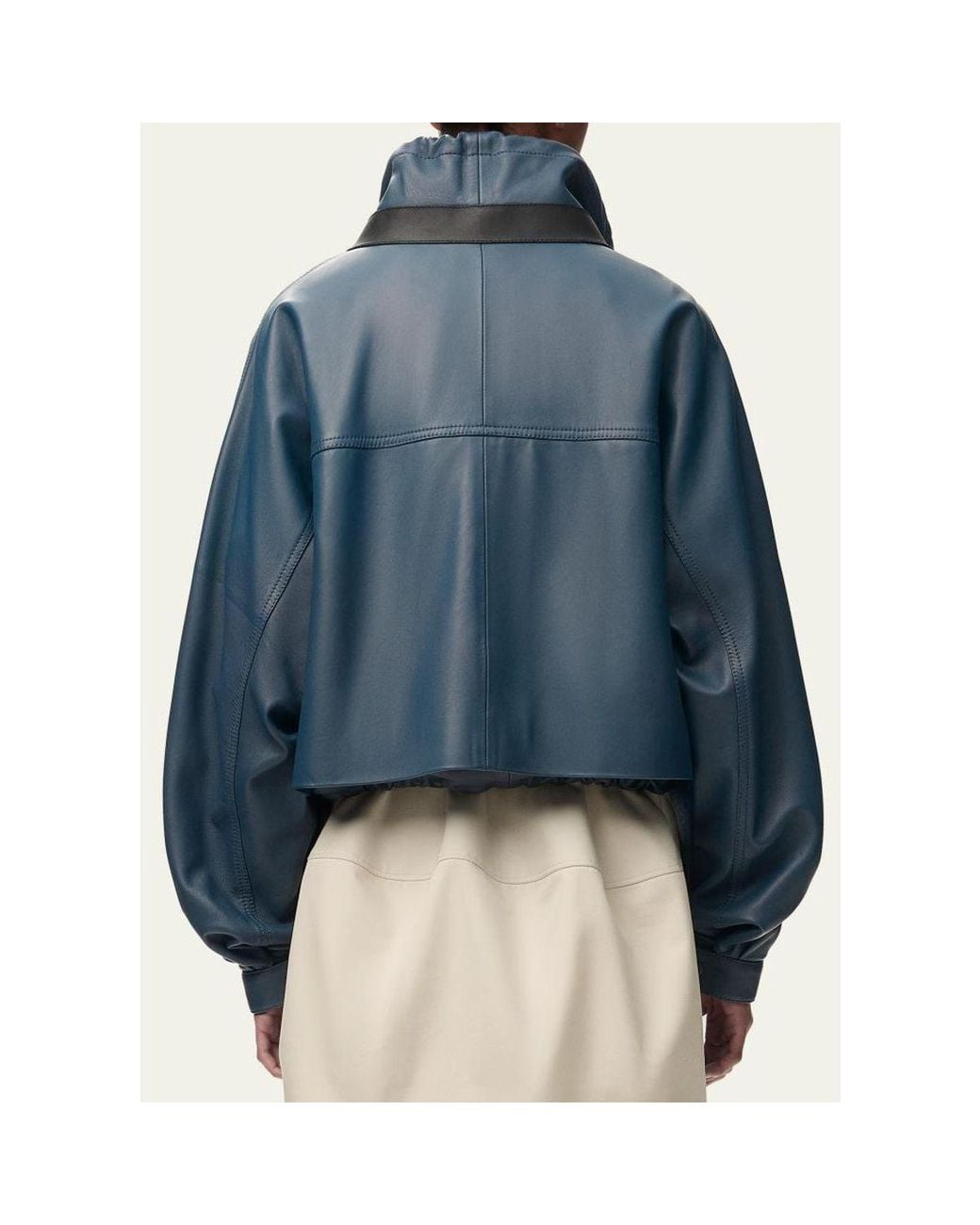 Loewe Blue Double Layered Leather Zip Jacket