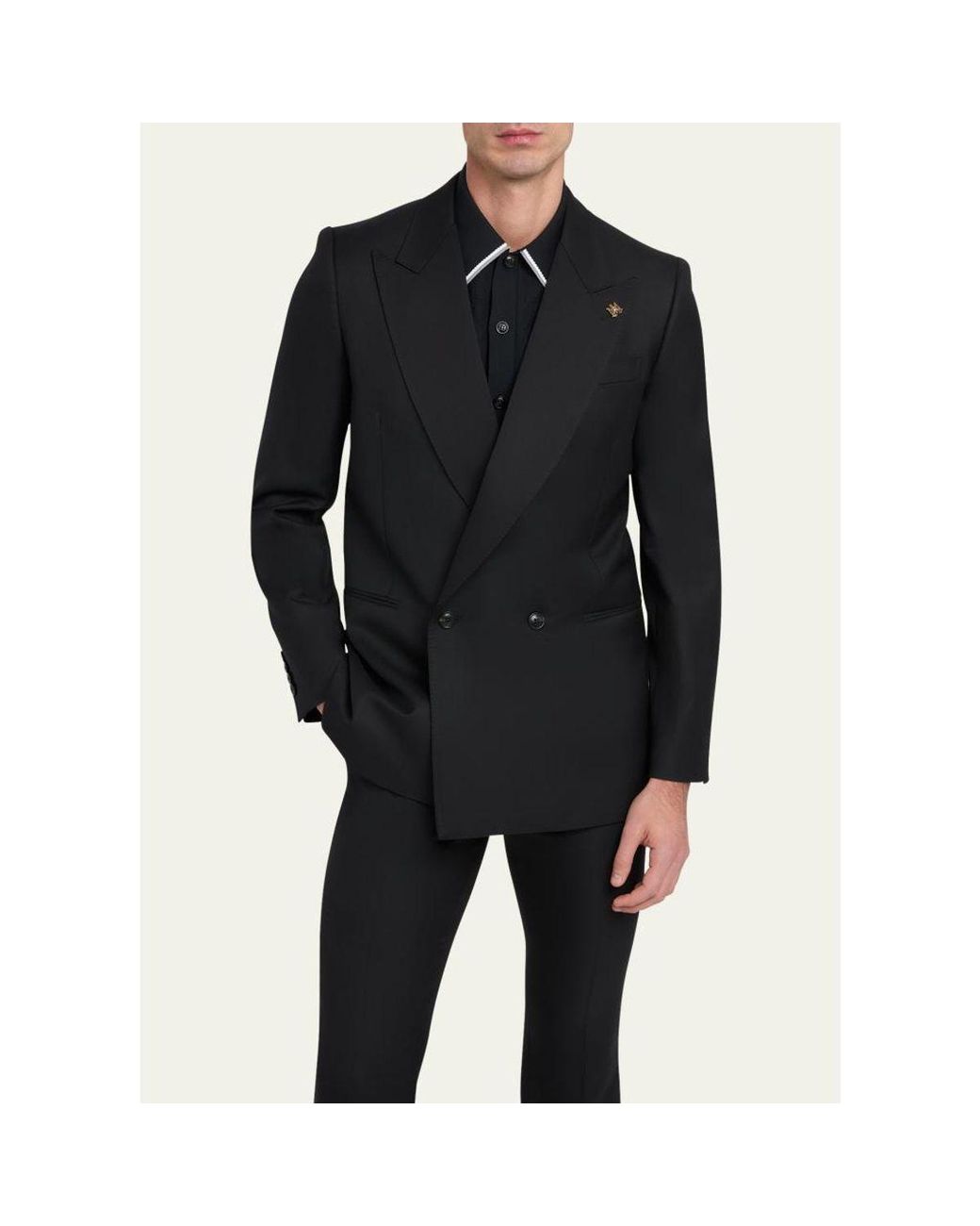Amiri Black Ma Double-Breasted Wool Blazer for men