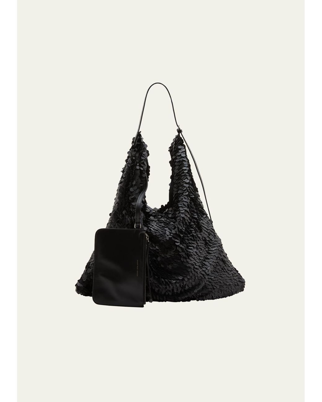 Dries Van Noten Sequins Leather Shoulder Bag in Black | Lyst