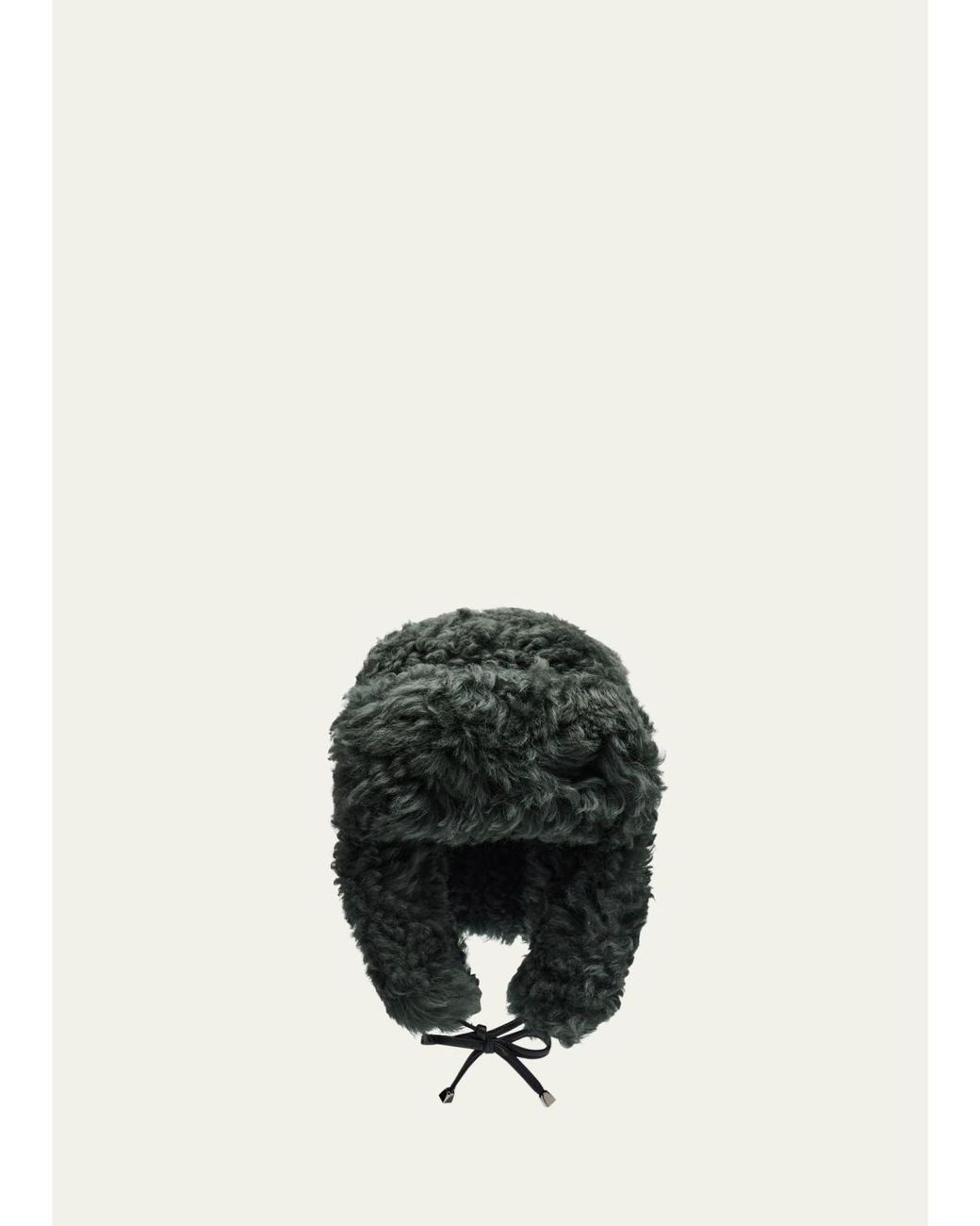 Pologeorgis Green Curly Shearling Trapper Hat for men