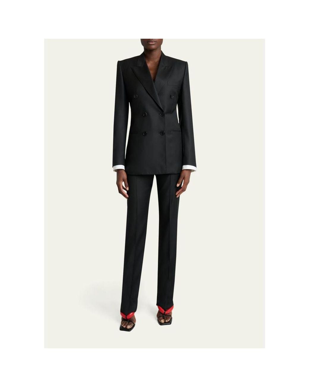 Givenchy Black Double-Breasted Pinstripe Wool Jacket