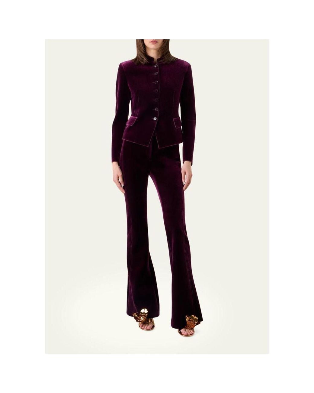 Akris Blue Deva Velvet Single-Breasted Fitted Jacket