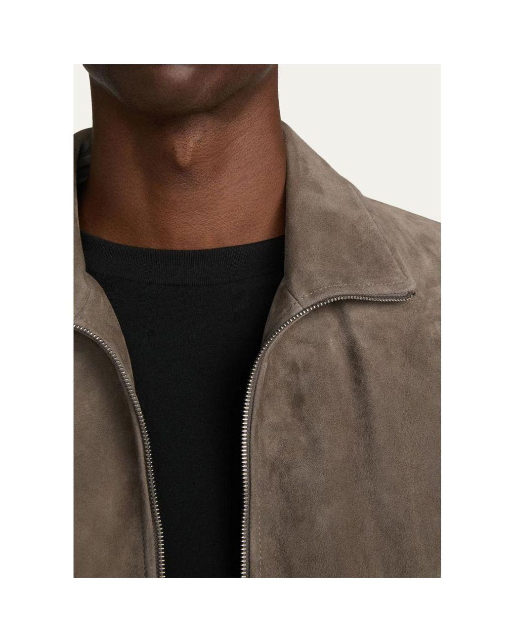 FRAME Brown Suede Full-Zip Bomber Jacket for men