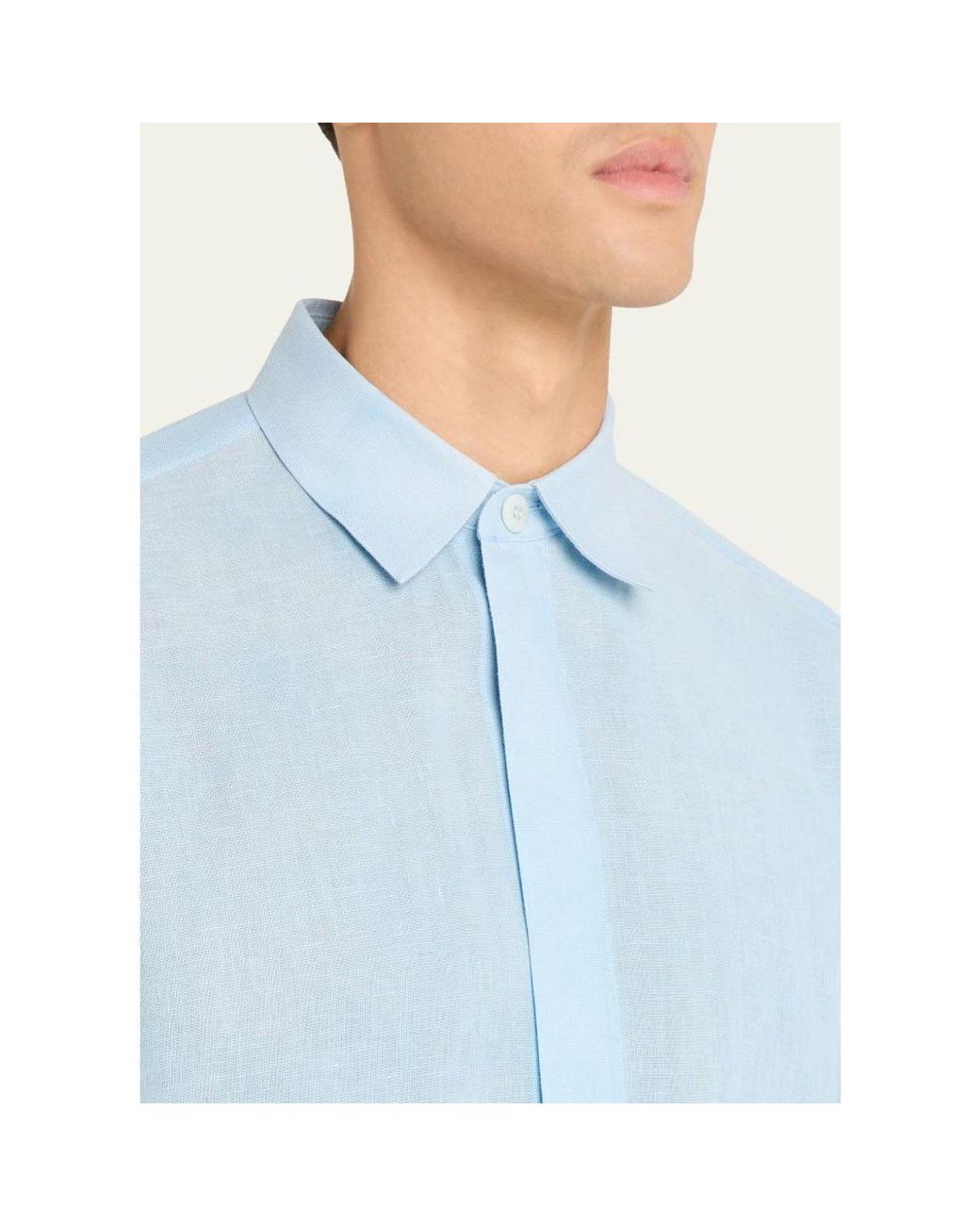 IM MEN Blue Floating Linen Button-Down Shirt for men