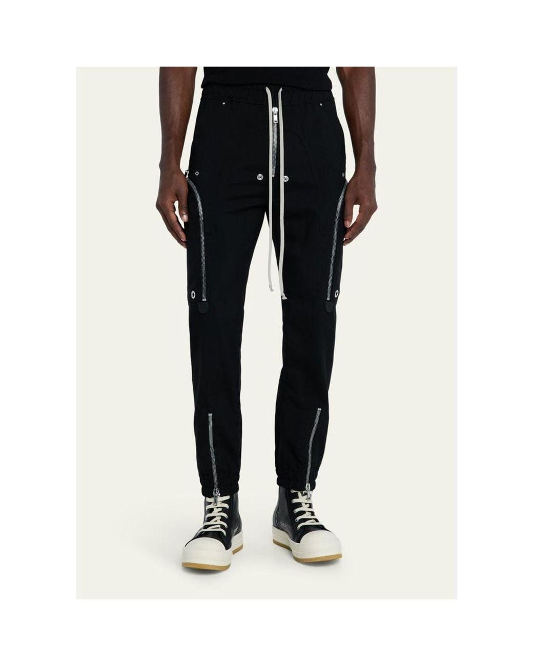 Rick Owens Black Zipped Wool Drawstring Pants for men