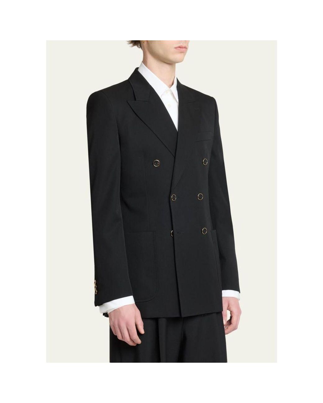 Givenchy Black Wool Gabardine Double-Breasted Jacket for men