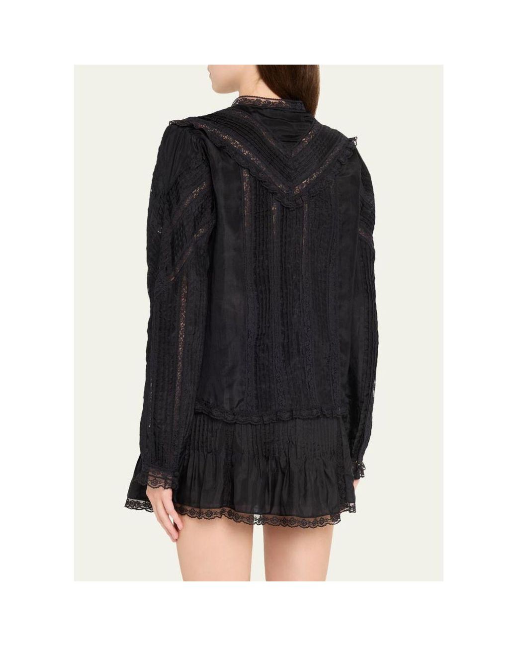 LoveShackFancy Blue Aralina Silk Blouse