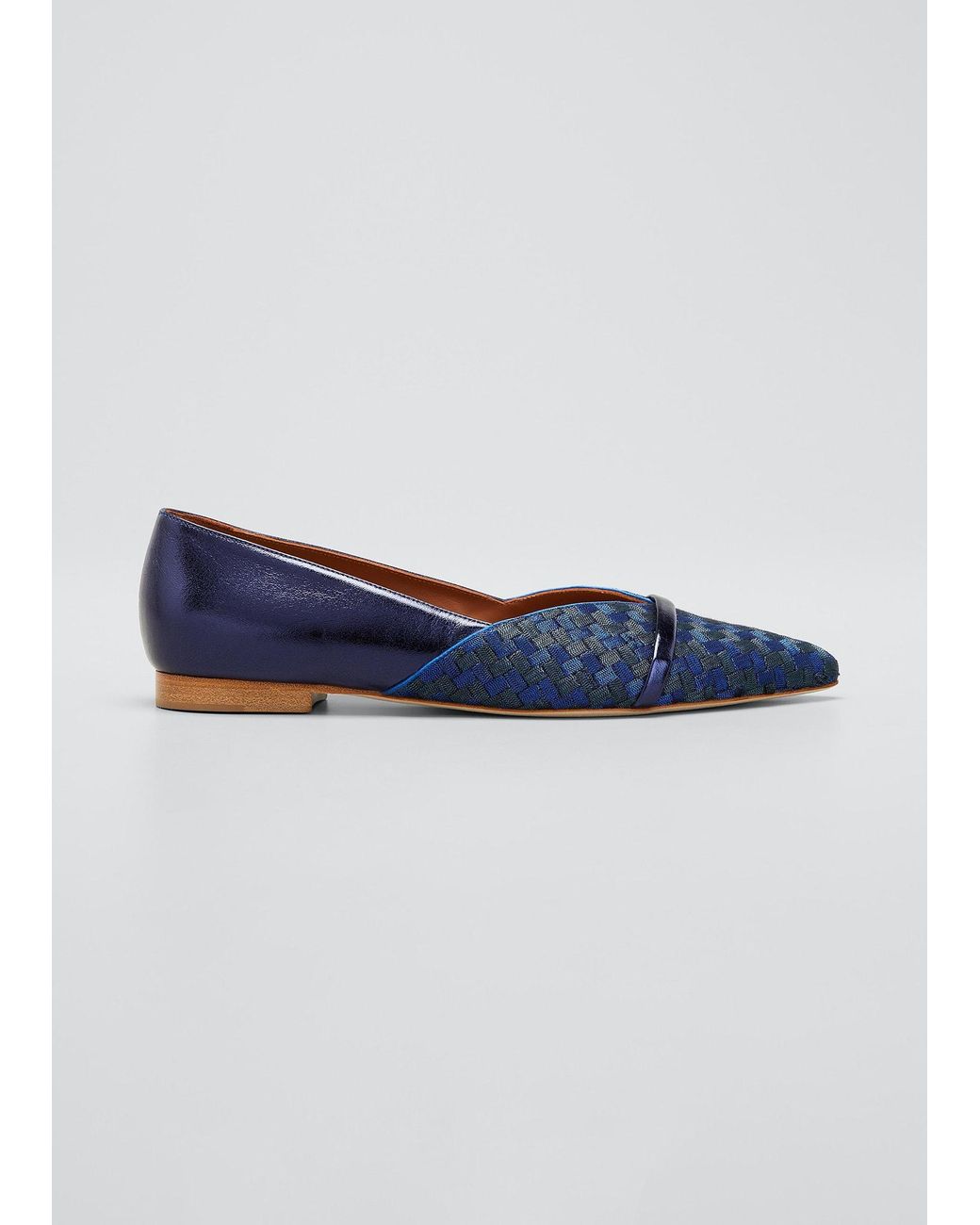 Malone Souliers Colette Woven Satin Ballerina Flats in Blue | Lyst