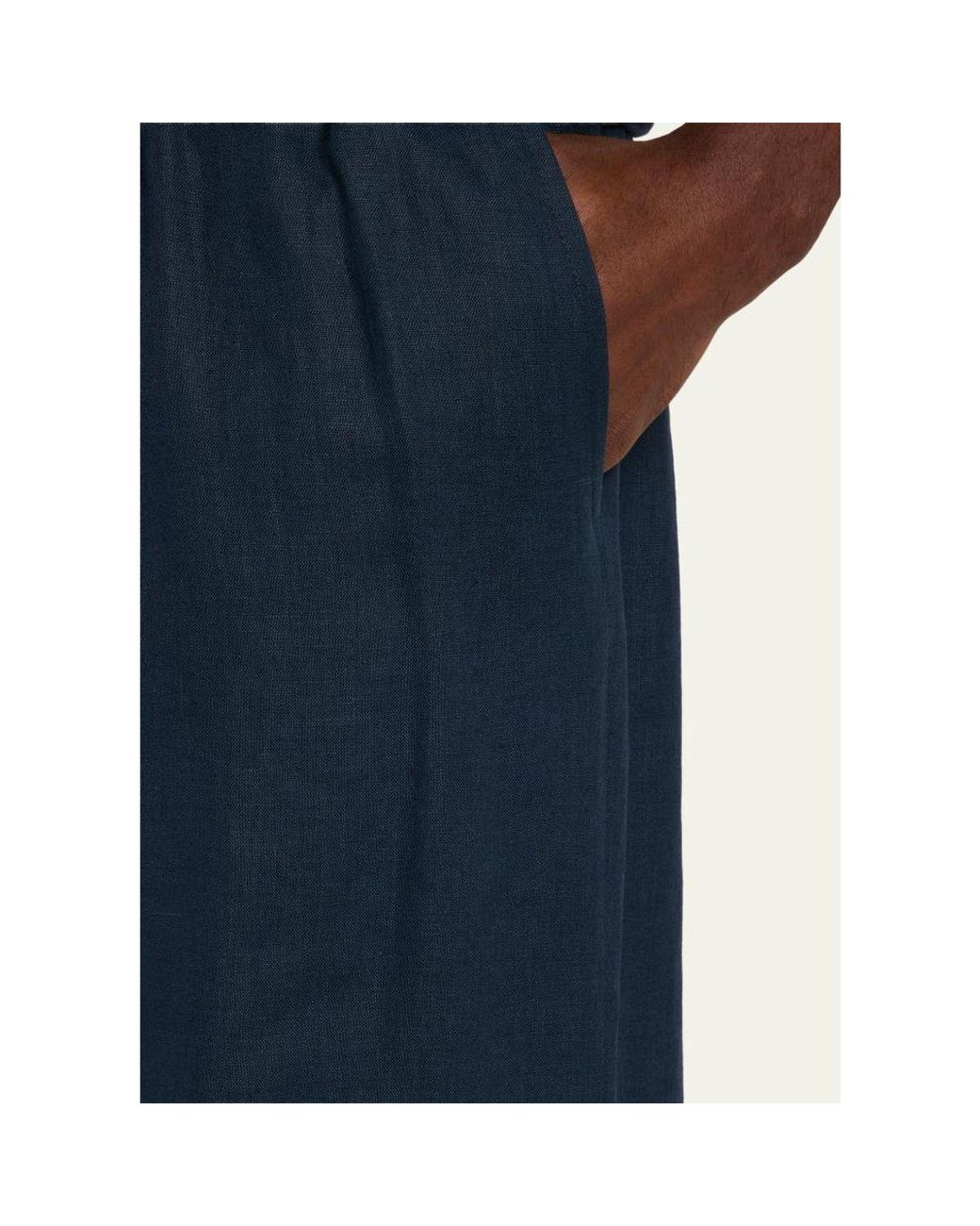 Kiton Blue Linen Drawstring Shorts for men