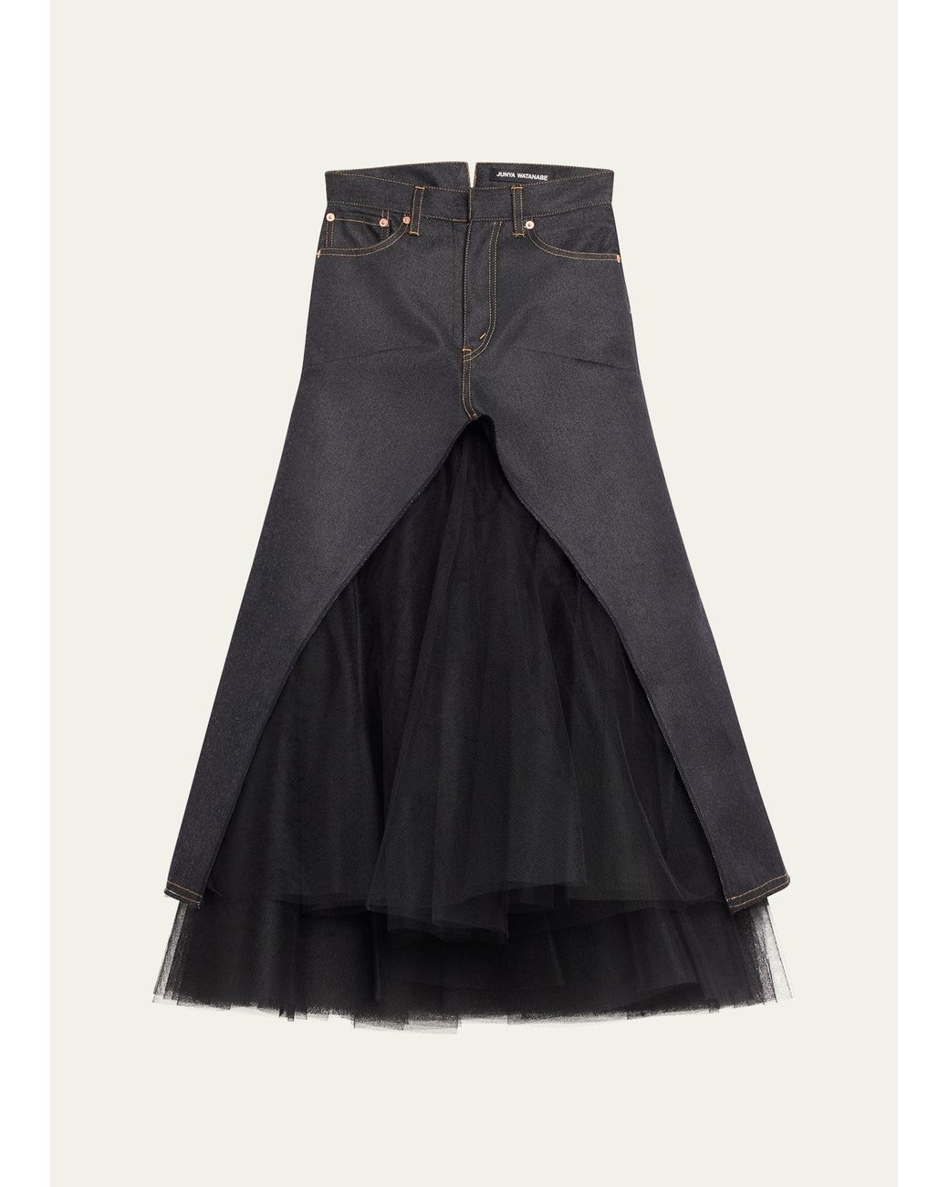Black tulle denim skirt discount
