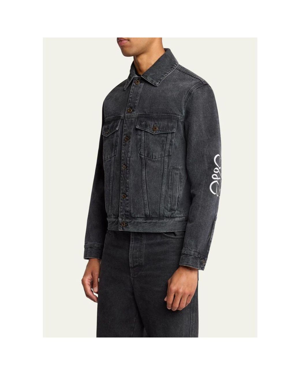 Loewe Blue Anagram Elbow Trucker Jacket for men