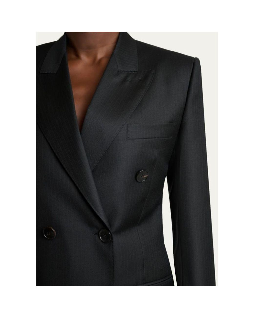 Givenchy Black Double-Breasted Pinstripe Wool Jacket