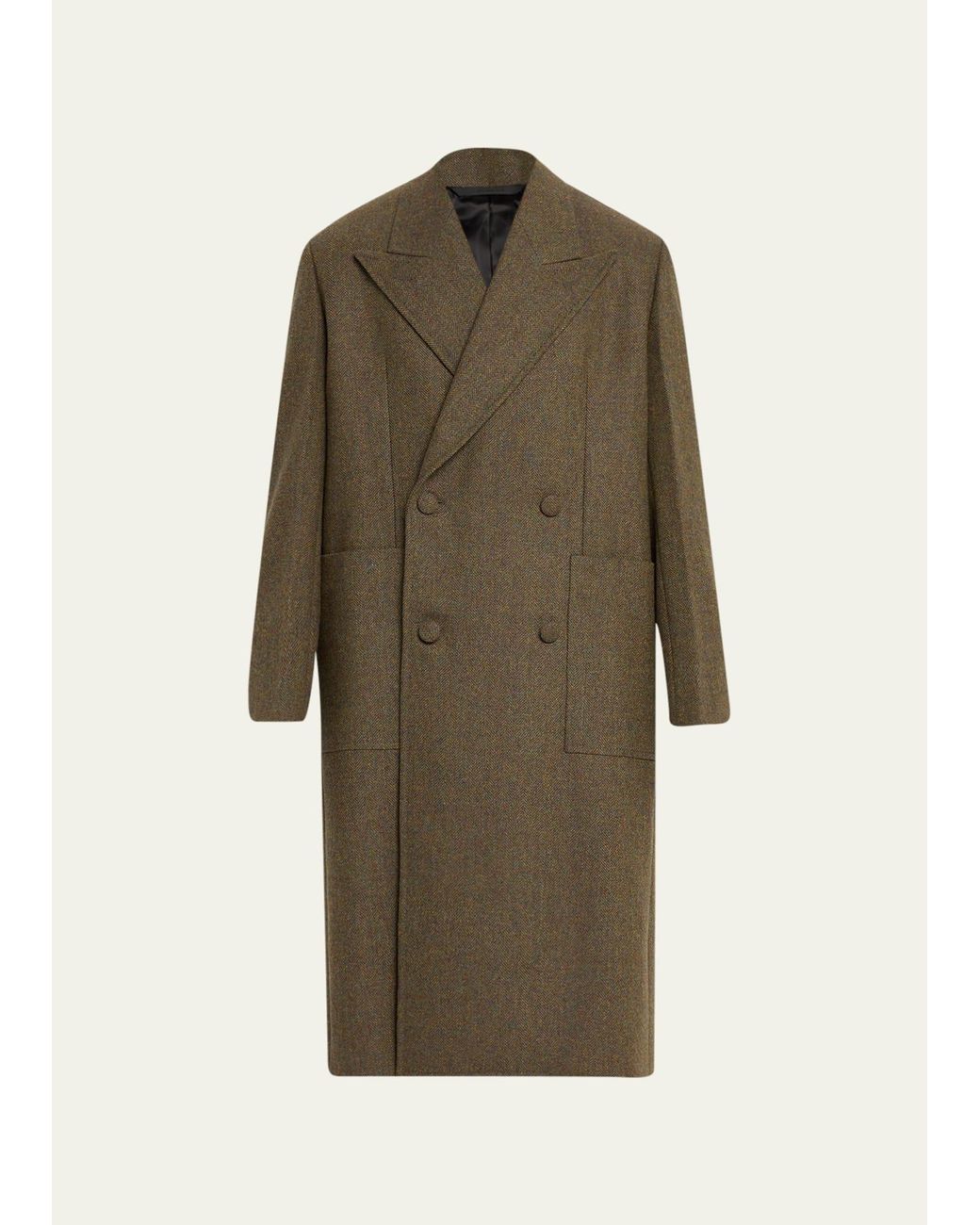 Givenchy Oversized Doublebreasted Wool Coat in Natural for Men Lyst