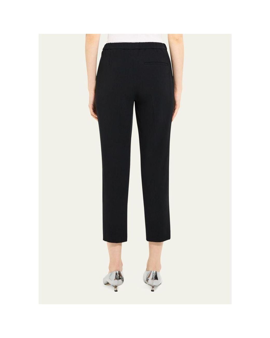 Theory Black Treeca Cropped Pull-On Pants