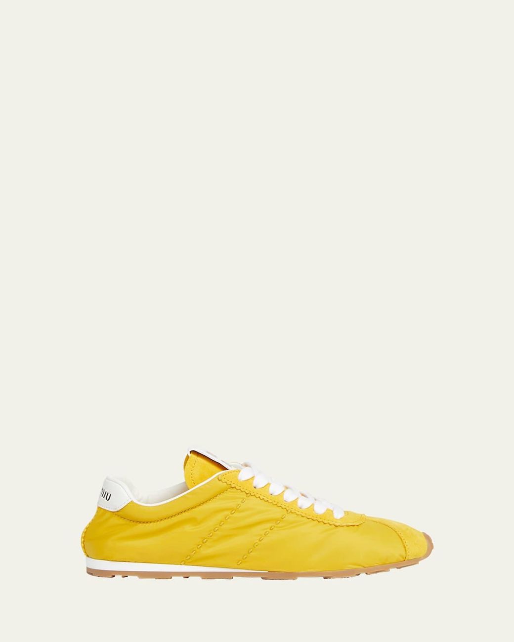 Miu Miu Low-Top Nylon & Suede Sneakers in Yellow | Lyst