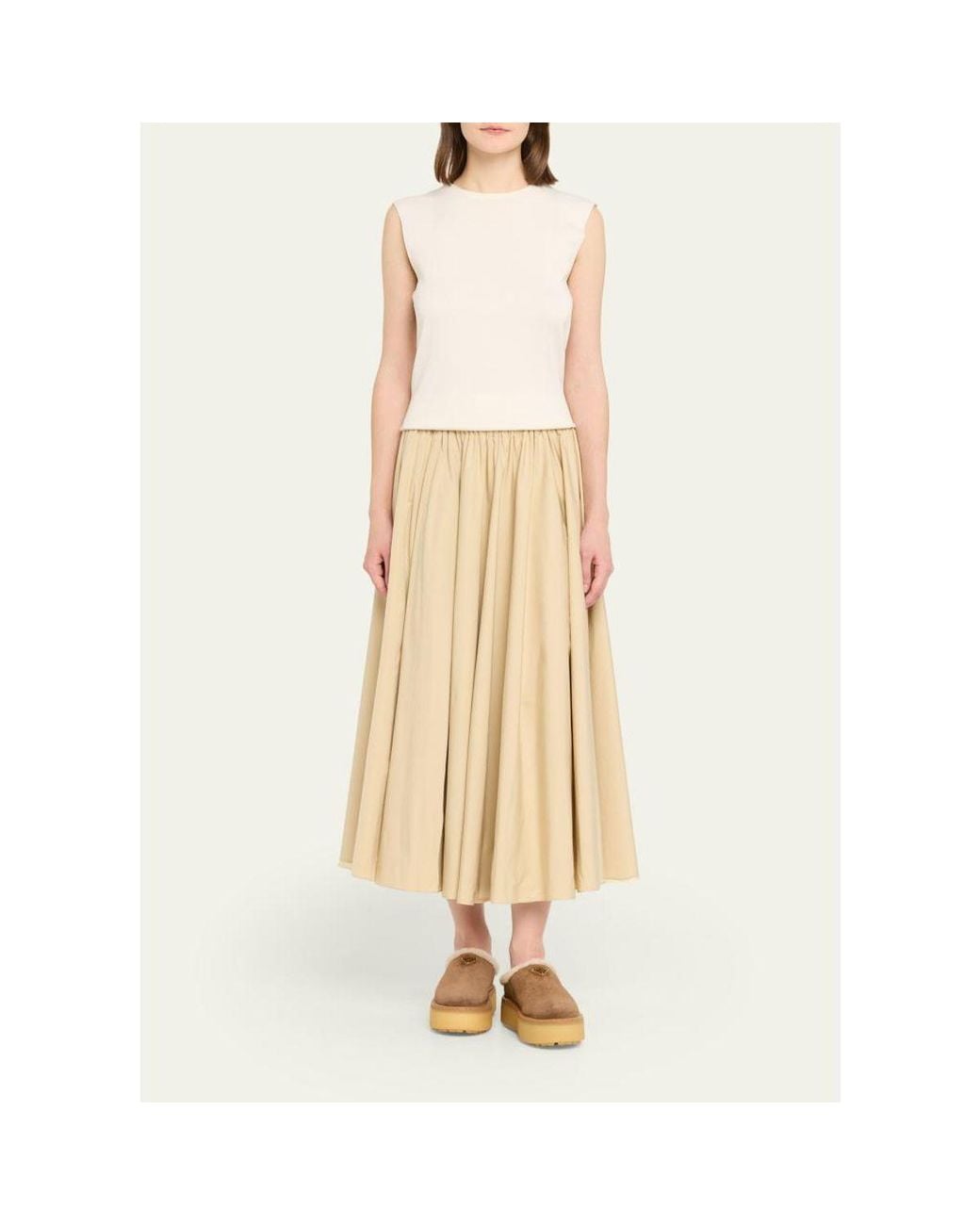 Prada Natural Suede Shearling Cozy Platform Mules