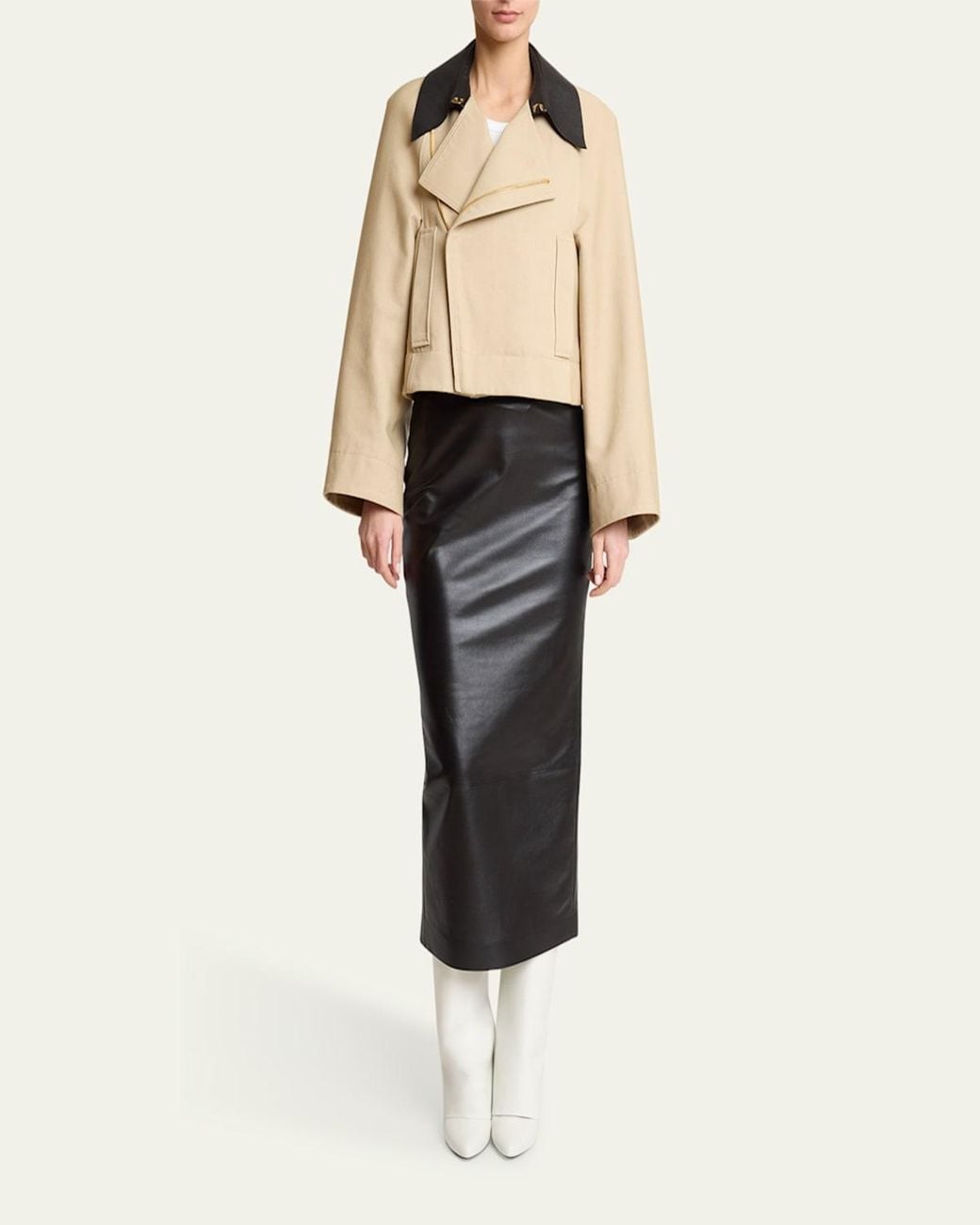 Givenchy Natural Leather Collar Zip Cocoon Jacket
