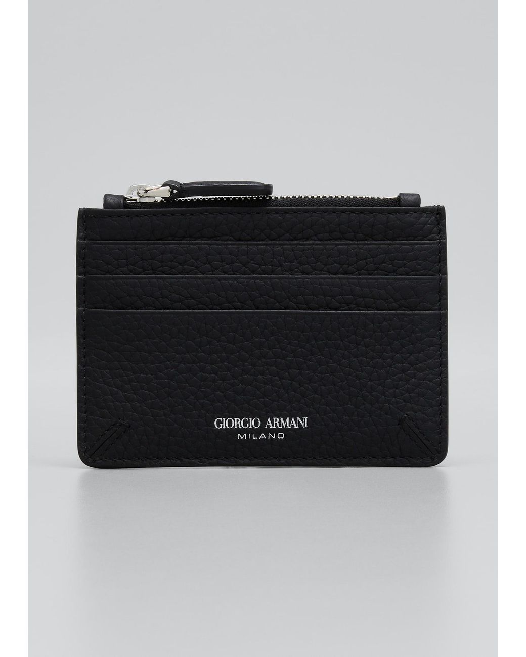 Armani Leather Zip Card Holder in Black for Men Lyst