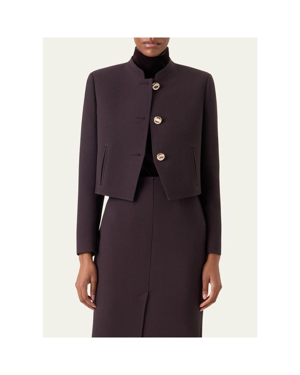 Akris Brown Kadet Short Wool Jacket