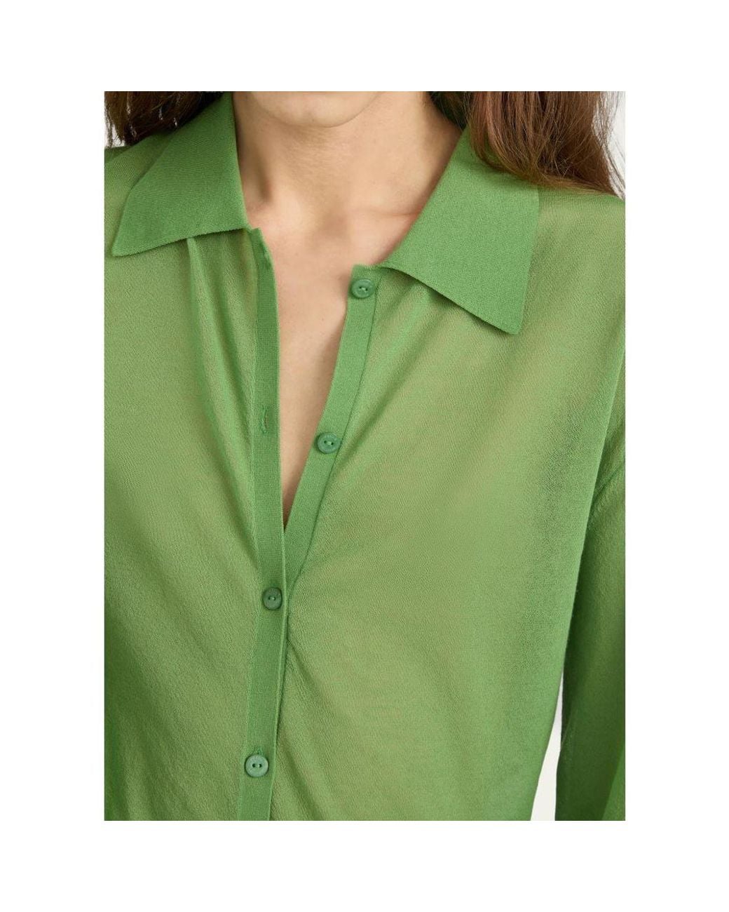 FRAME Green The Collared Cardigan